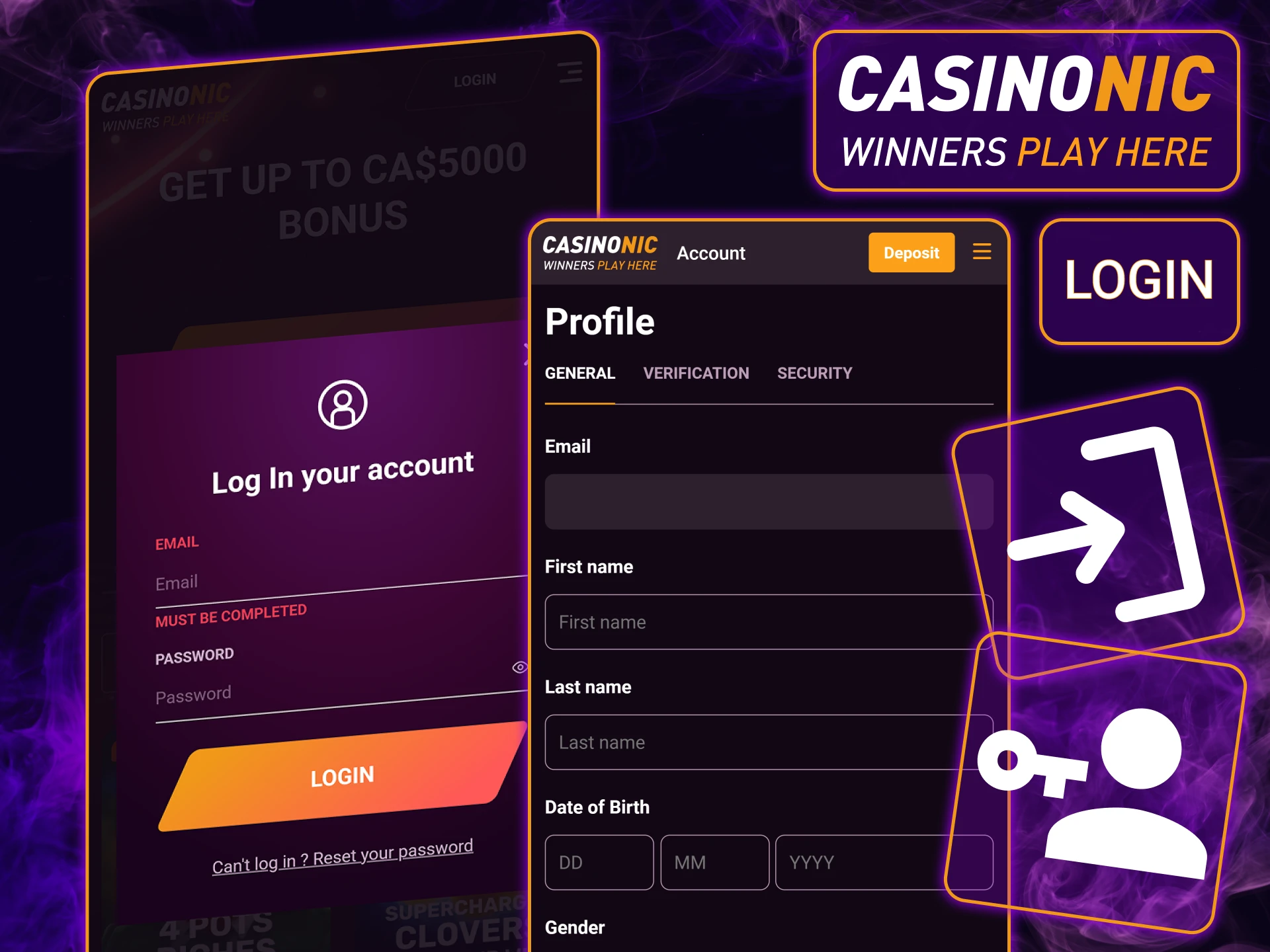 Find out how to login via Casinonic app using your existing credentials.