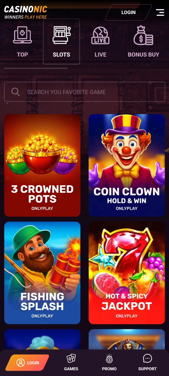 Play slots and win on the Casinonic app.