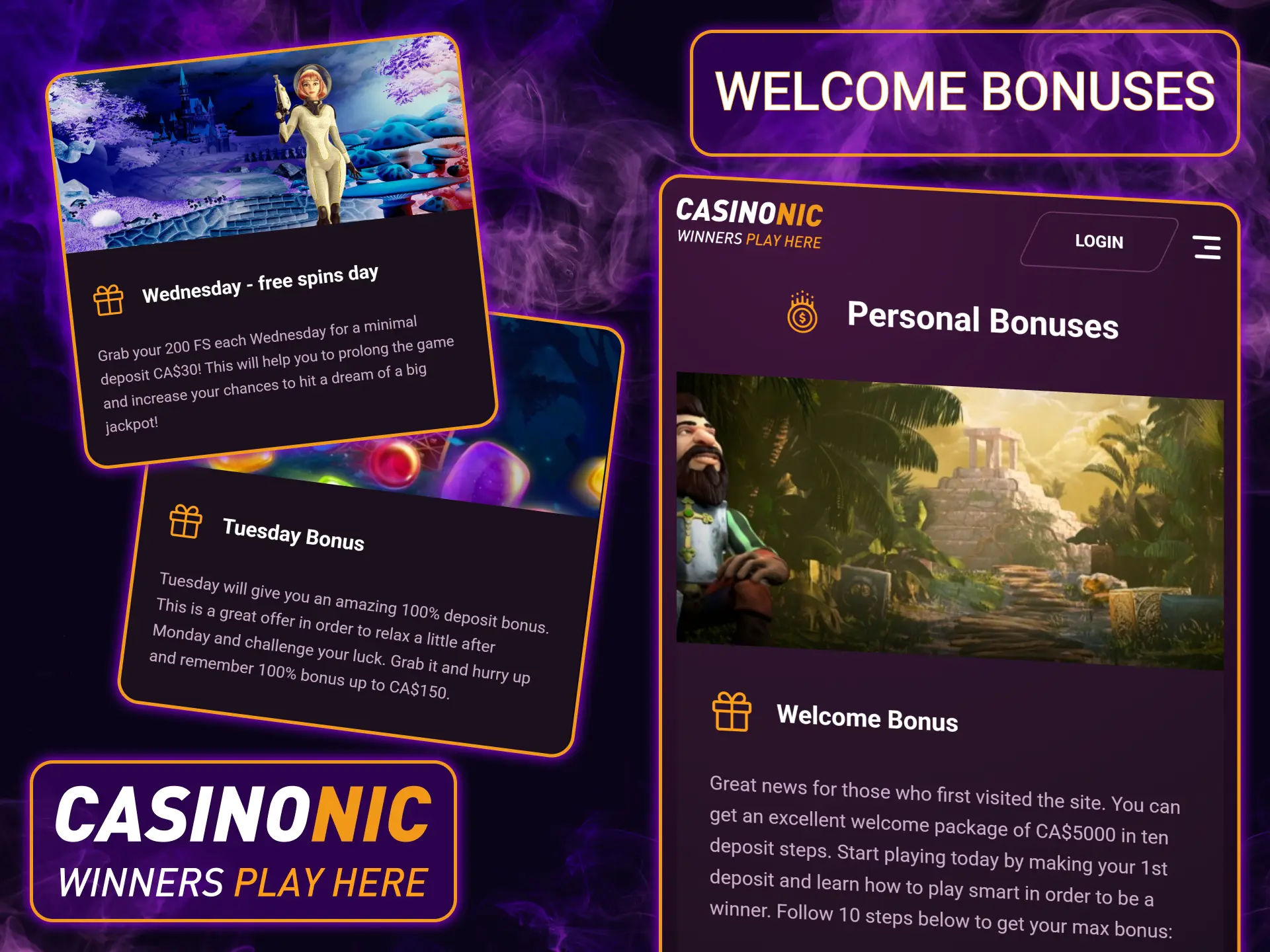 Claim massive welcome bonuses after installing the Casinonic app to boost your initial bankroll.