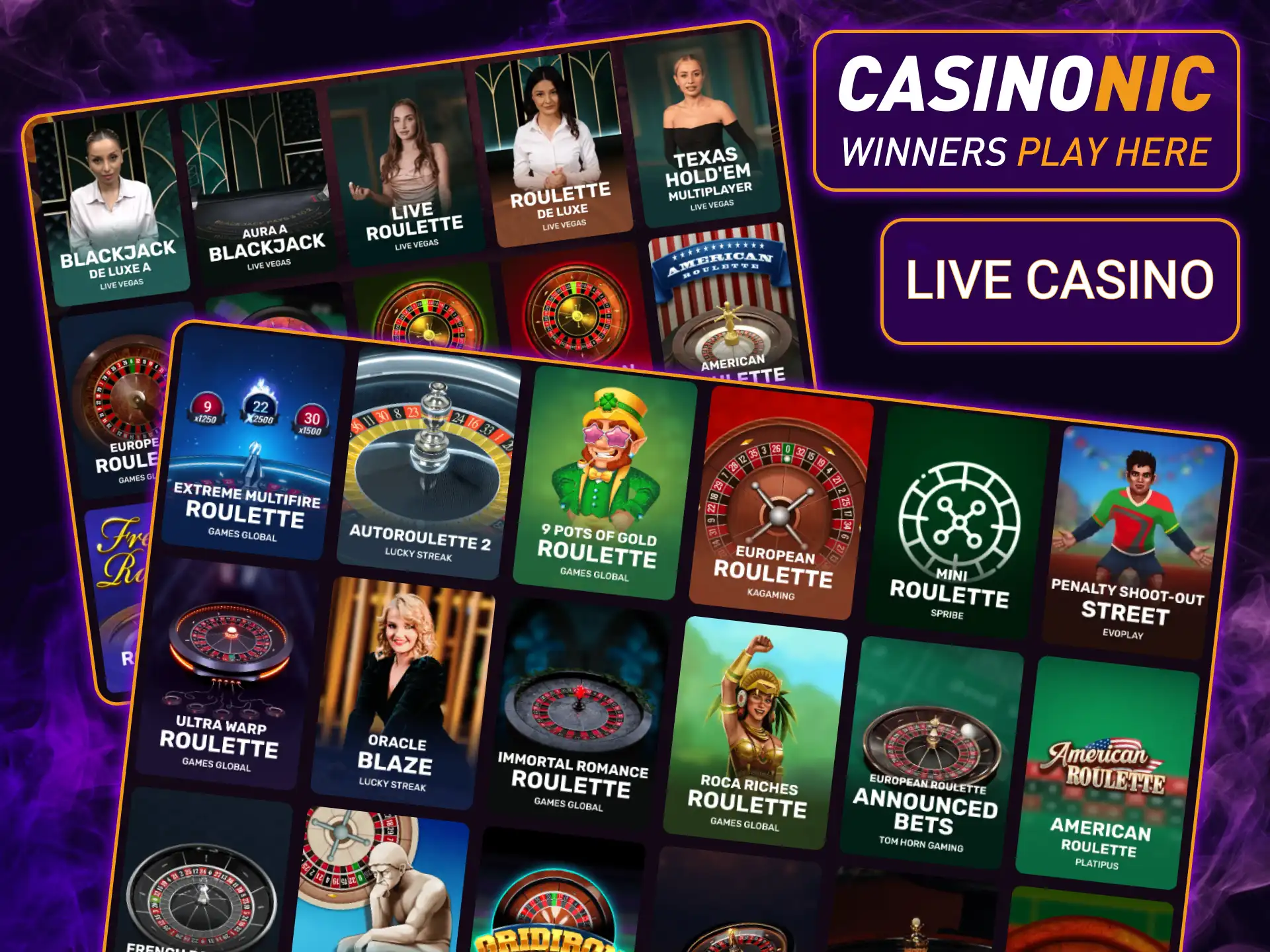 Experience the authentic atmosphere of a real casino at Casinonic Live Casino, hosted by professional dealers.