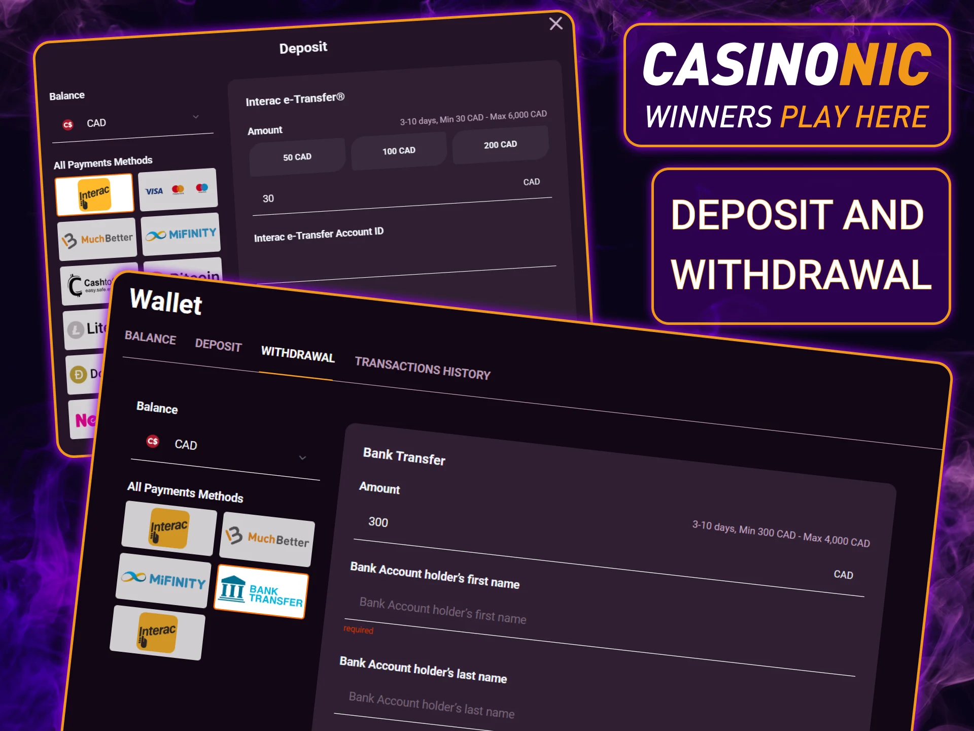 Review Casinonic flexible deposit and withdrawal methods to ensure your slot winnings are always easy to access.