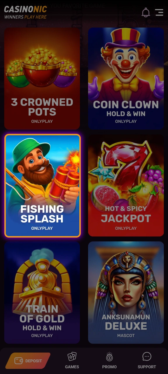 Choose a game that fits your style, whether you prefer high volatility or classic fruit machines at Casinonic.