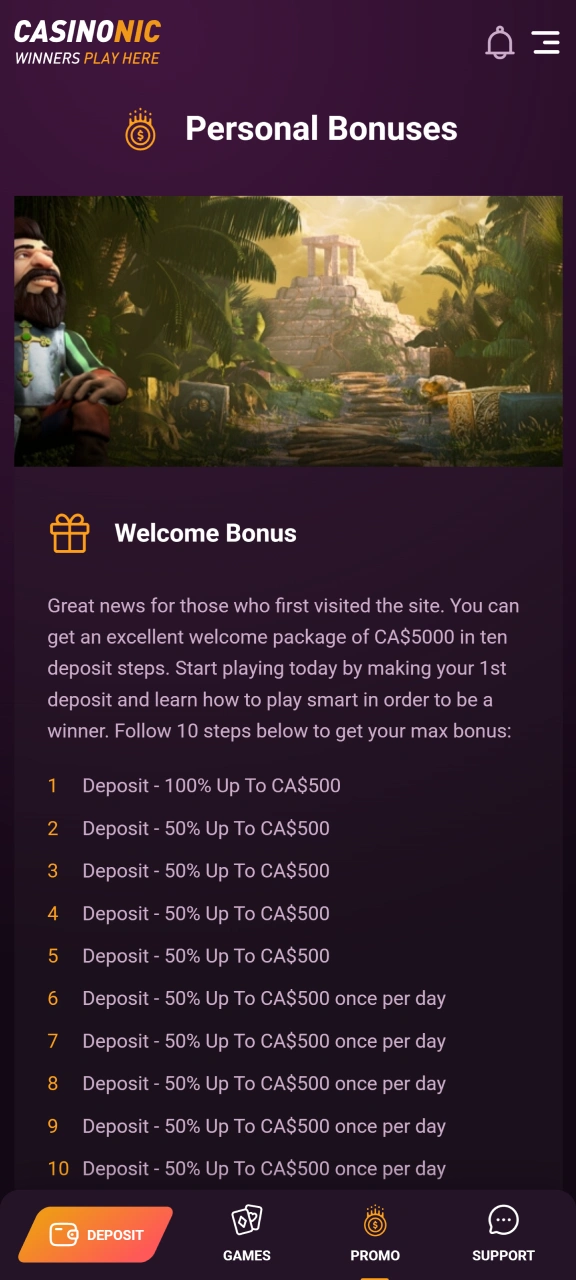 Don't forget to claim your bonus to maximize your spins and increase your chances at Casinonic.