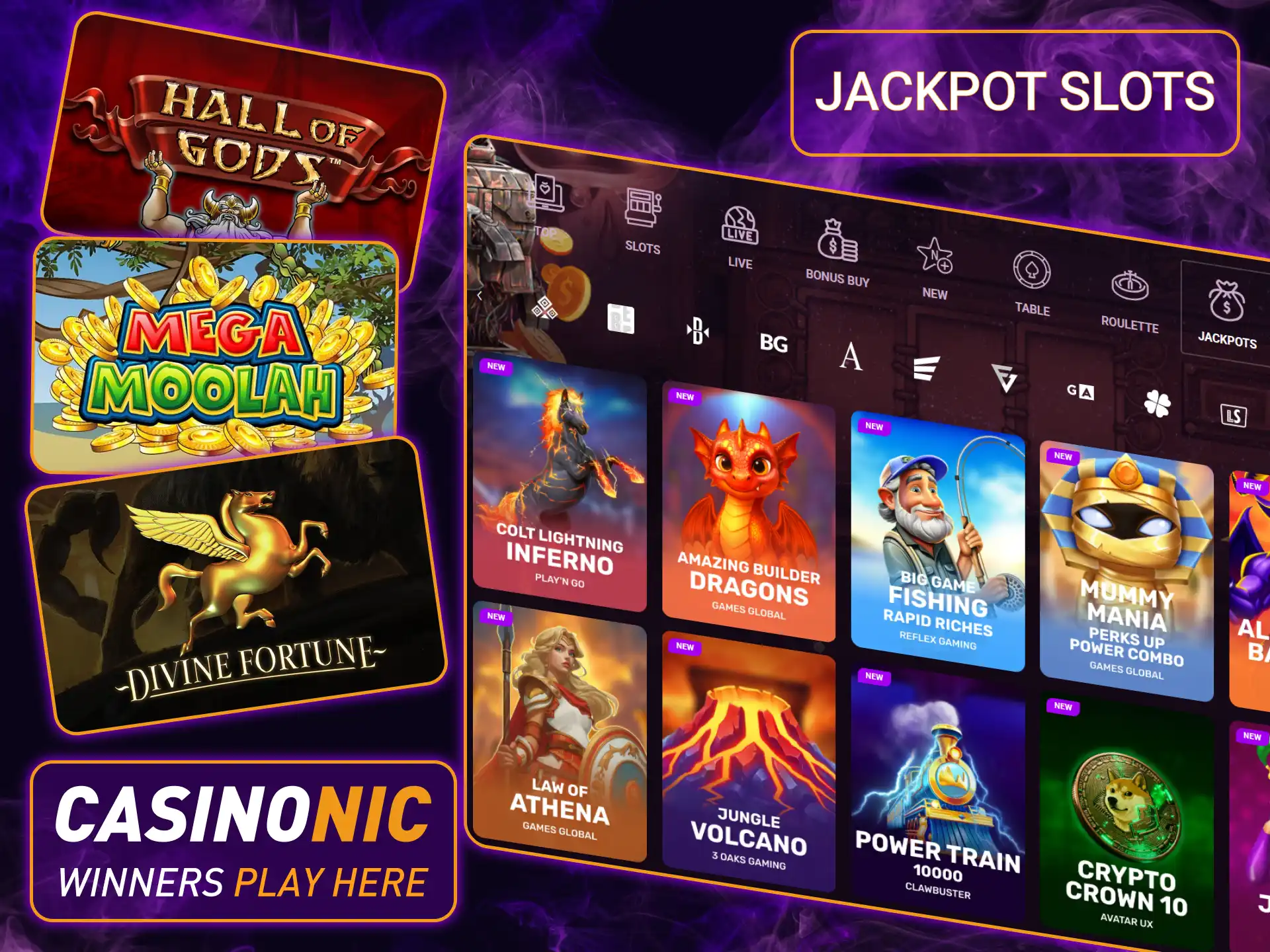 Chase life-altering payouts with Jackpot slots, where the prize pool grows with every spin at Casinonic.